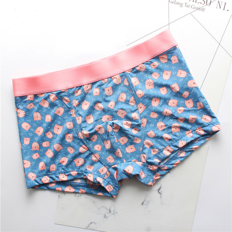 Men's High Quality Ice Silk Breathable Stretch Printed Fashionable Sexy Boxer Briefs