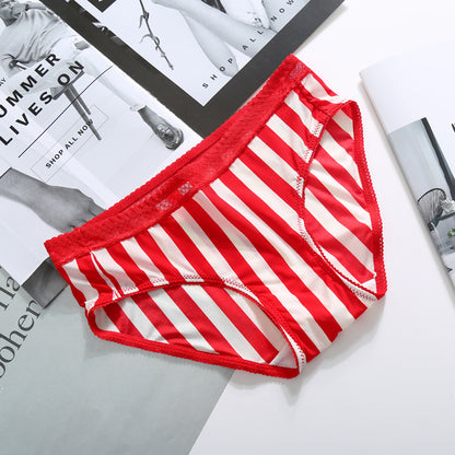 New Milk Silk Striped Sexy Low Waist Briefs