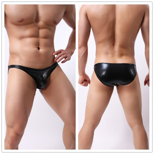 Faux leather rivet metal decoration fashionable and comfortable briefs