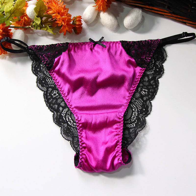 Lace Transparent Mulberry Silk Sexy Thong