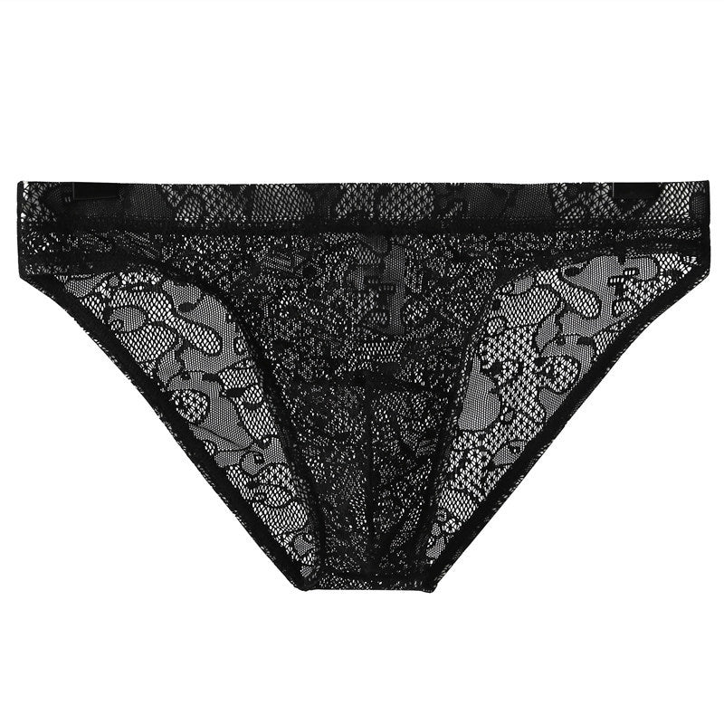 Men's lace transparent low waist sexy ice silk Panties