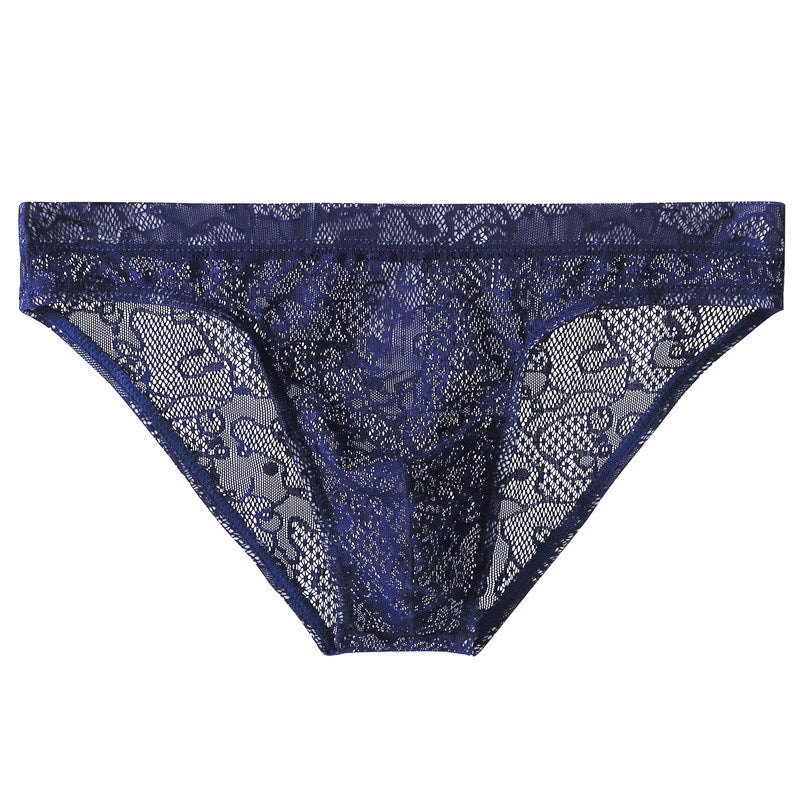 Men's lace transparent low waist sexy ice silk Panties