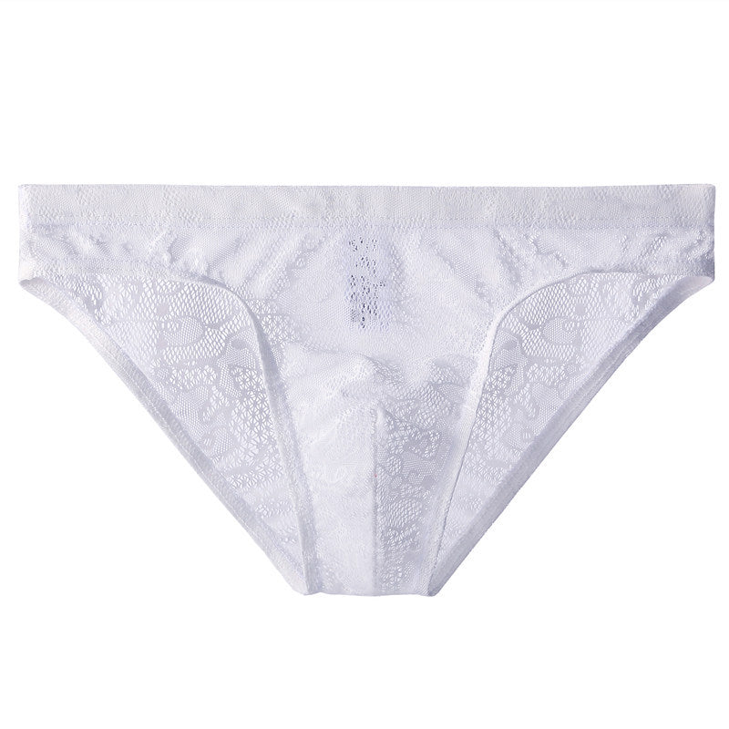 Men's lace transparent low waist sexy ice silk Panties