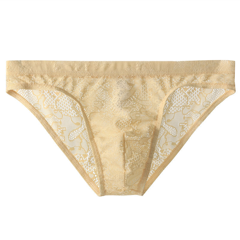 Men's lace transparent low waist sexy ice silk Panties