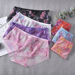 Sexy Transparent Mesh Seamless Jacquard Comfortable Briefs