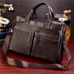 New Men's Genuine Leather Handbag 14 Inch Business Large Capacity Briefcase