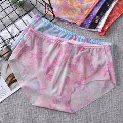 Sexy Transparent Mesh Seamless Jacquard Comfortable Briefs