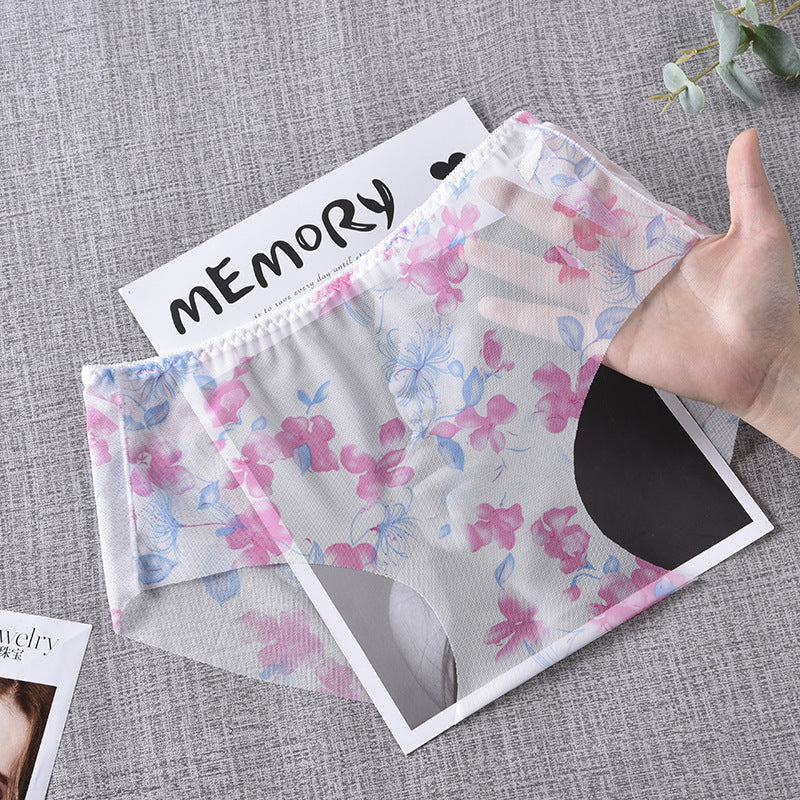 Sexy Transparent Mesh Seamless Jacquard Comfortable Briefs