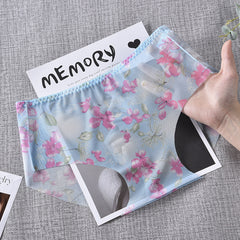 Sexy Transparent Mesh Seamless Jacquard Comfortable Briefs