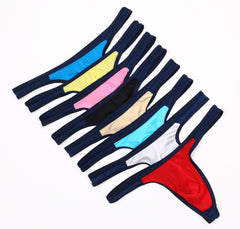Men's Ice Silk Low Waist Contrast Color Trendy Thong