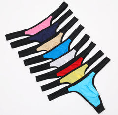 Men's Ice Silk Low Waist Contrast Color Trendy Thong