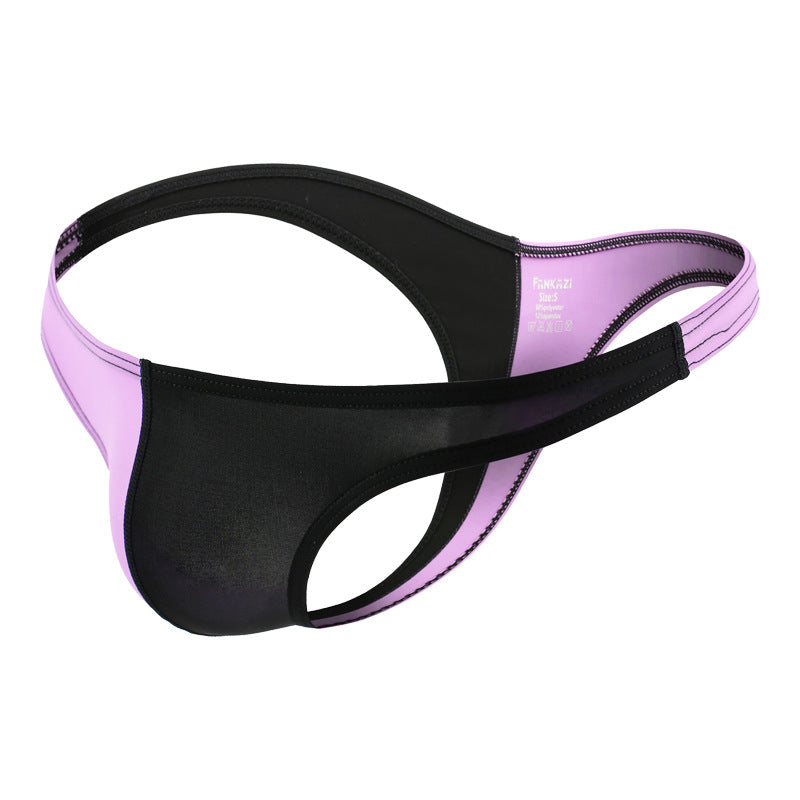 Men's Nylon Color Block Comfortable Three-dimensional Pouch Breathable Thong