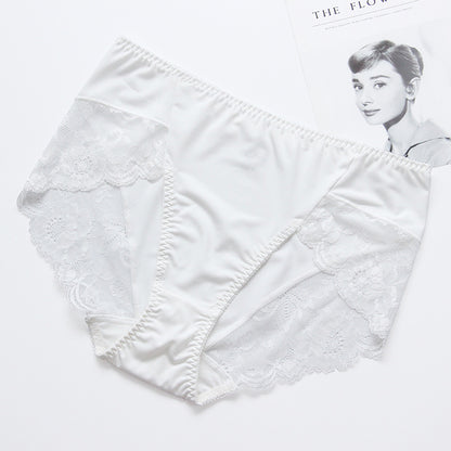 Lace Seamless Large Size Milk Ice Silk High Waist Mesh Panties