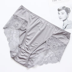 Lace Seamless Large Size Milk Ice Silk High Waist Mesh Panties
