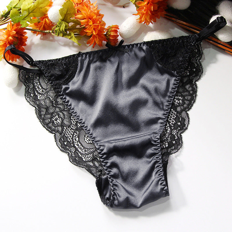 Lace Transparent Mulberry Silk Sexy Thong