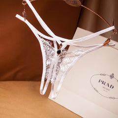 Sexy Lace Open Crotch Low Waist Transparent Hot Thong