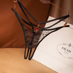 Sexy Lace Open Crotch Low Waist Transparent Hot Thong