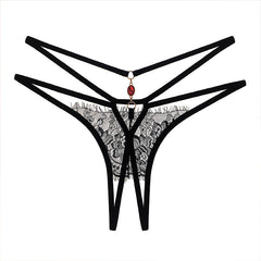Sexy Lace Open Crotch Low Waist Transparent Hot Thong