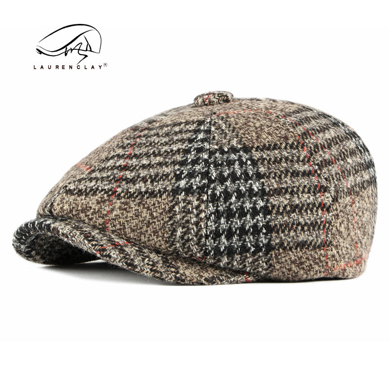 New autumn and winter wool retro peaked cap