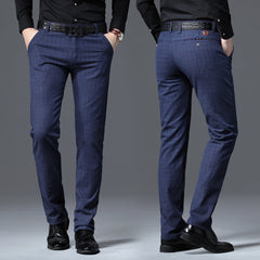 Men's Business Straight Slim Stretch Plaid Casual Trousers
