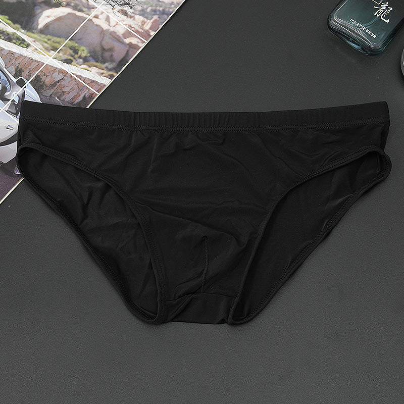 Men's New Style Ice Silk Sexy Breathable Low Waist Ultra-thin Nylon Briefs