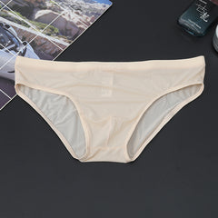 Men's New Style Ice Silk Sexy Breathable Low Waist Ultra-thin Nylon Briefs