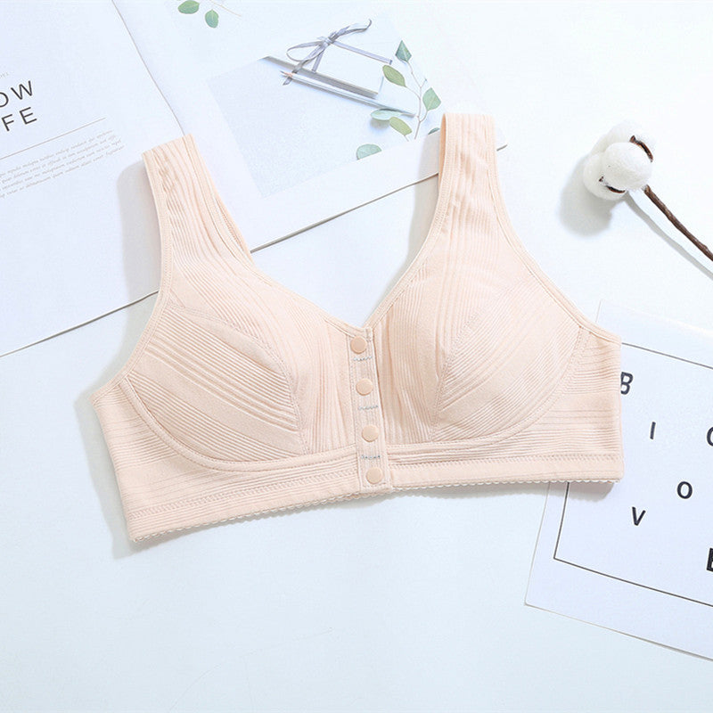 New front-button pure cotton wire-free bra