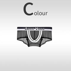 Open-top U-shaped convex large pouch with crotch-opening men's boxer pants, ice silk ultra-thin