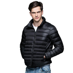 Men's lightweight stand collar down jacket