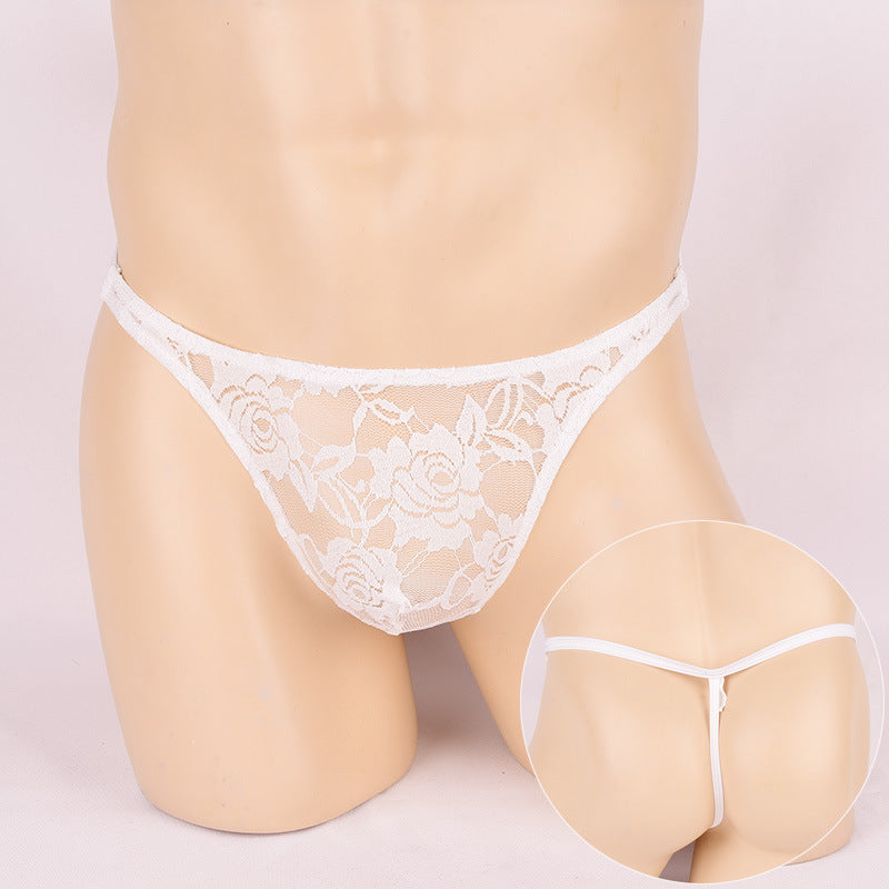 Men's Ultra-thin Transparent Lace Thong