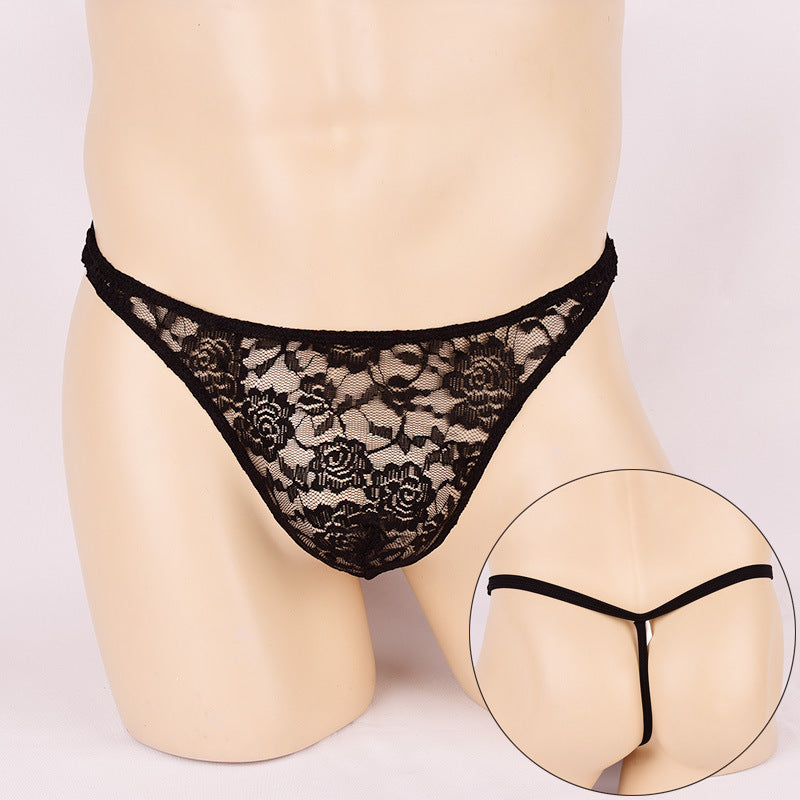 Men's Ultra-thin Transparent Lace Thong