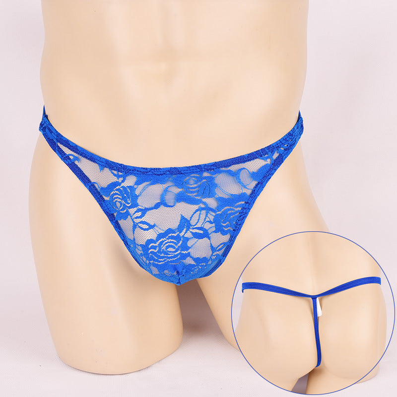 Men's Ultra-thin Transparent Lace Thong