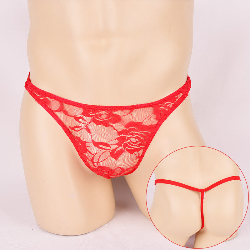 Men's Ultra-thin Transparent Lace Thong