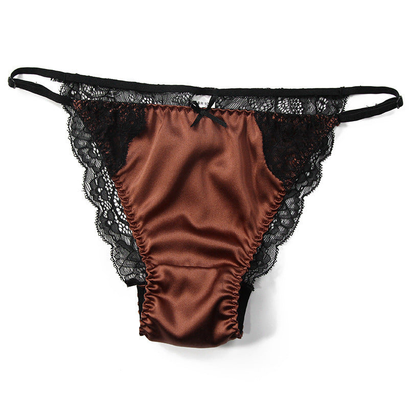 Lace Transparent Mulberry Silk Sexy Thong