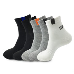 5 PCS Men's Sweat-absorbent Breathable Casual Trendy Letter Sports Socks