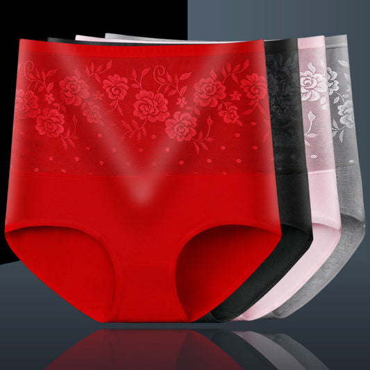 [ 5PCS ] Pure cotton high waist large size tummy control Panties