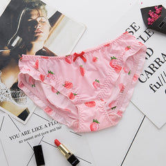 Japanese Ruffled Ice Silk Printed Low-rise Briefs