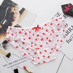 Japanese Ruffled Ice Silk Printed Low-rise Briefs