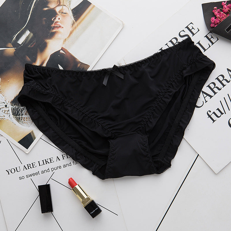 Japanese Ruffled Ice Silk Printed Low-rise Briefs