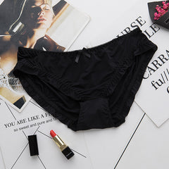Japanese Ruffled Ice Silk Printed Low-rise Briefs