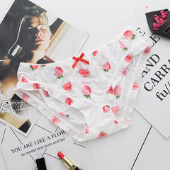 Japanese Ruffled Ice Silk Printed Low-rise Briefs