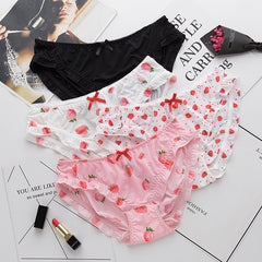 Japanese Ruffled Ice Silk Printed Low-rise Briefs