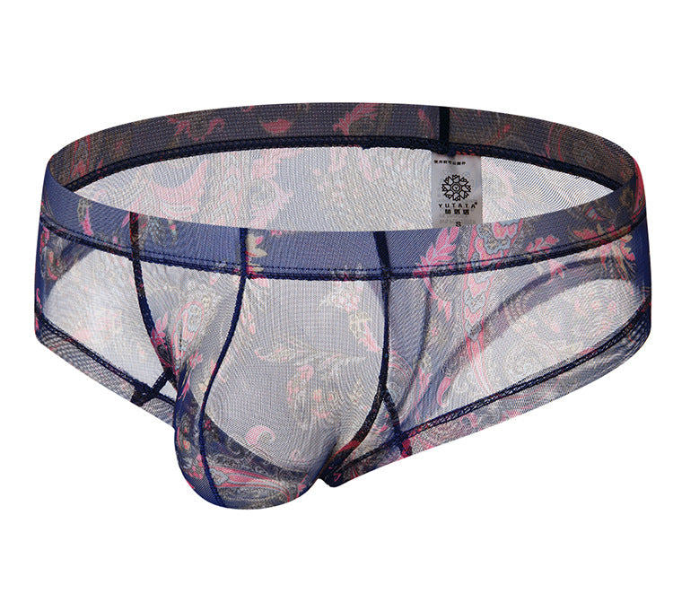 Men's Bohemian Print Sheer Sexy Boxer Briefs