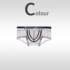 Open-top U-shaped convex large pouch with crotch-opening men's boxer pants, ice silk ultra-thin