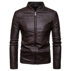 Men's Plus Size Casual All-Match Letter Leather Jacket