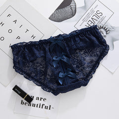 Sexy Lace Hollow Back Cross Bow Low-waist Seamless Hip-covering Briefs
