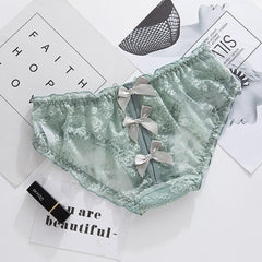 Sexy Lace Hollow Back Cross Bow Low-waist Seamless Hip-covering Briefs
