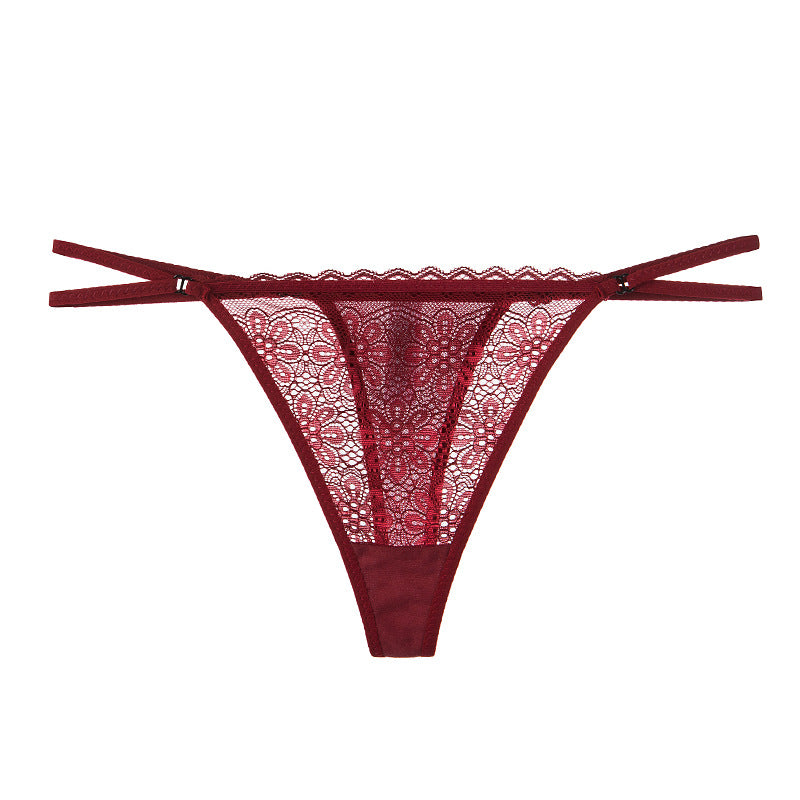 Transparent Low-rise Lace Thong