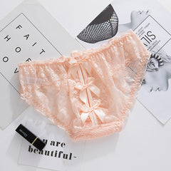 Sexy Lace Hollow Back Cross Bow Low-waist Seamless Hip-covering Briefs