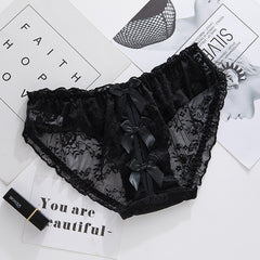 Sexy Lace Hollow Back Cross Bow Low-waist Seamless Hip-covering Briefs